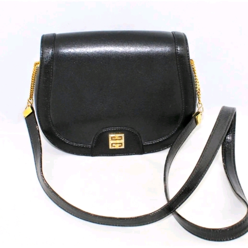 Vintage Givenchy Black Leather Shoulder Bag